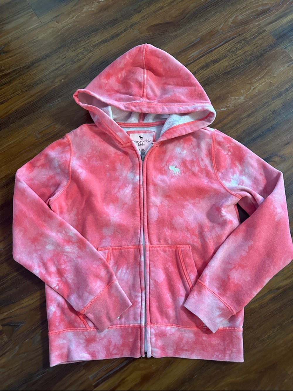 abercrombie kids Coral Pink Tie-Dye Zip Hoodie Size 13/14